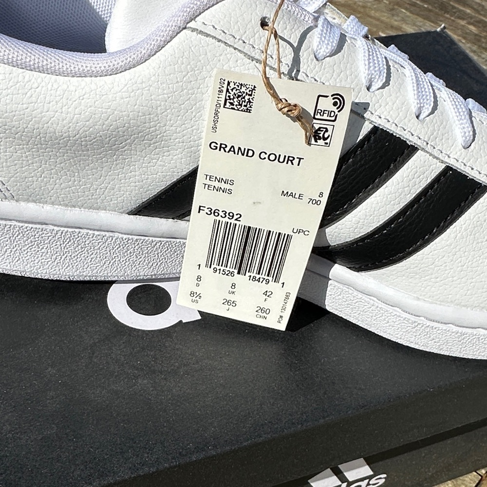adidas Grand Court men’s White Sneakers with Black Three-Stripes Accent - Picture 3 of 4